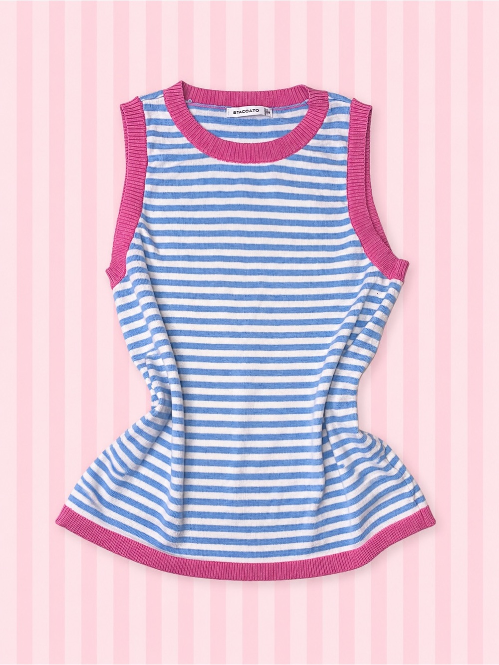Staccato Pink & Blue Striped Knit Tank Top 🎀🩵
